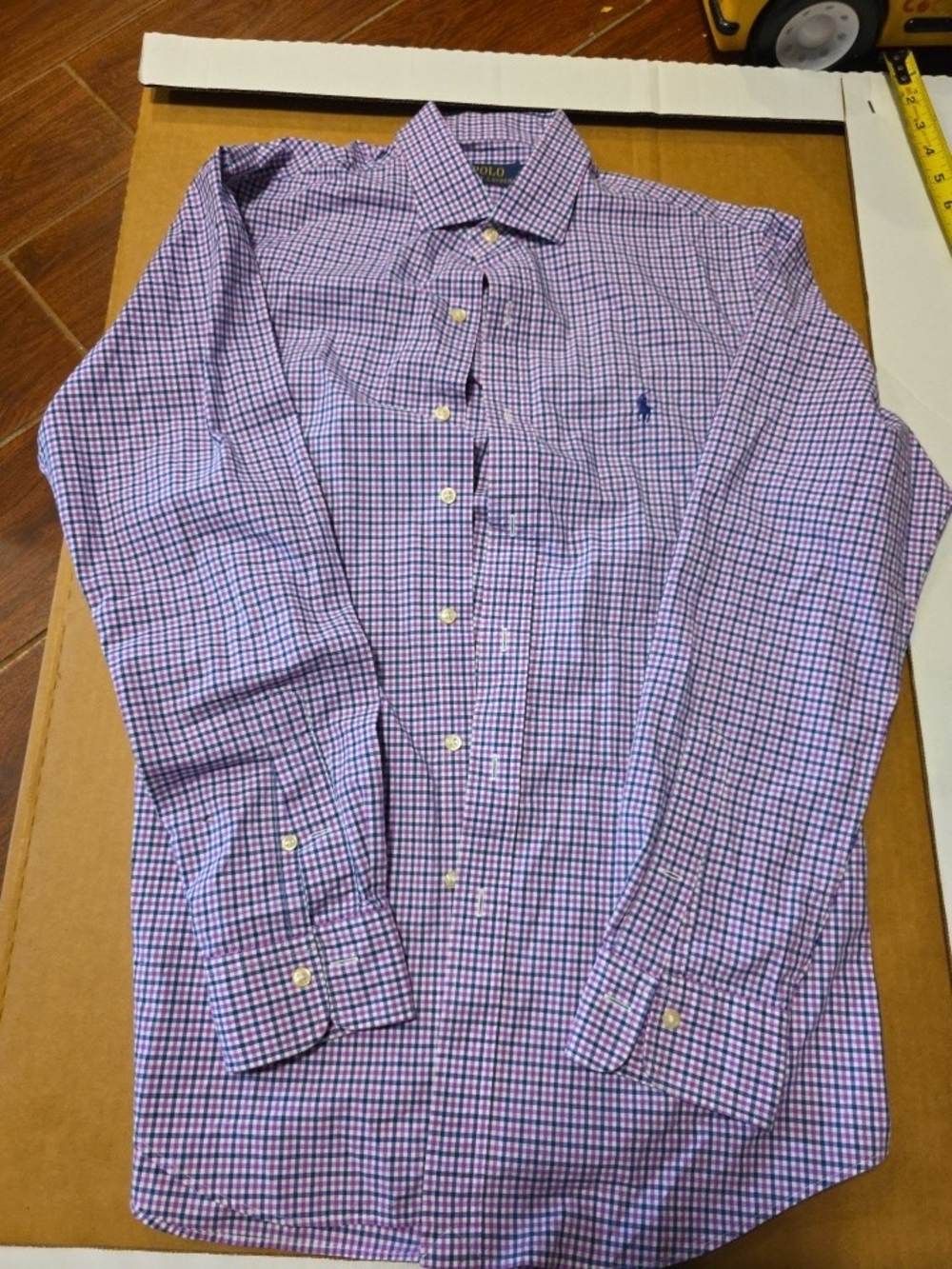 Ralph Lauren Purple and Blue Check Button-Down Dress Shirt